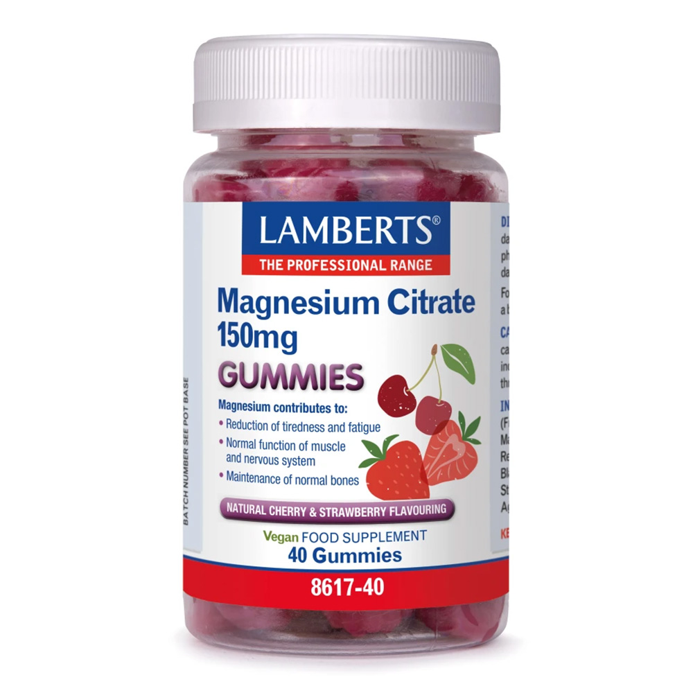 LAMBERTS - Magnesium Citrate 150mg με γεύση φράουλα και κεράσι - 40gummies